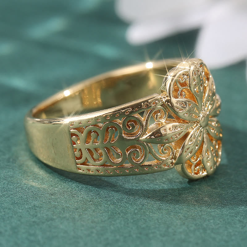 FREE Today: Elegance Harmony & Vitality Hollow Floral Vintage Fashion Copper Ring - image 2