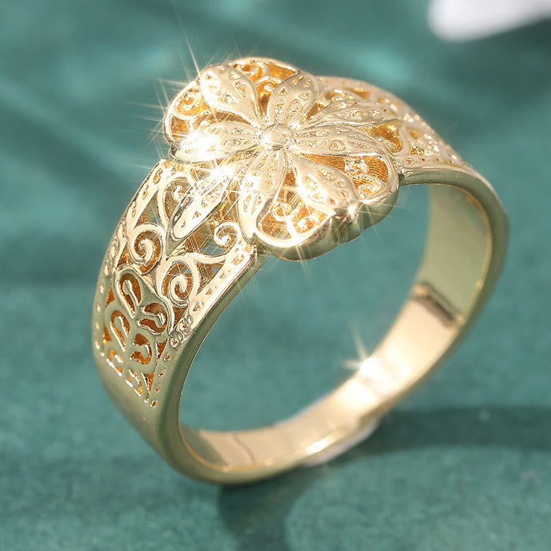 FREE Today: Elegance Harmony & Vitality Hollow Floral Vintage Fashion Copper Ring - image 1