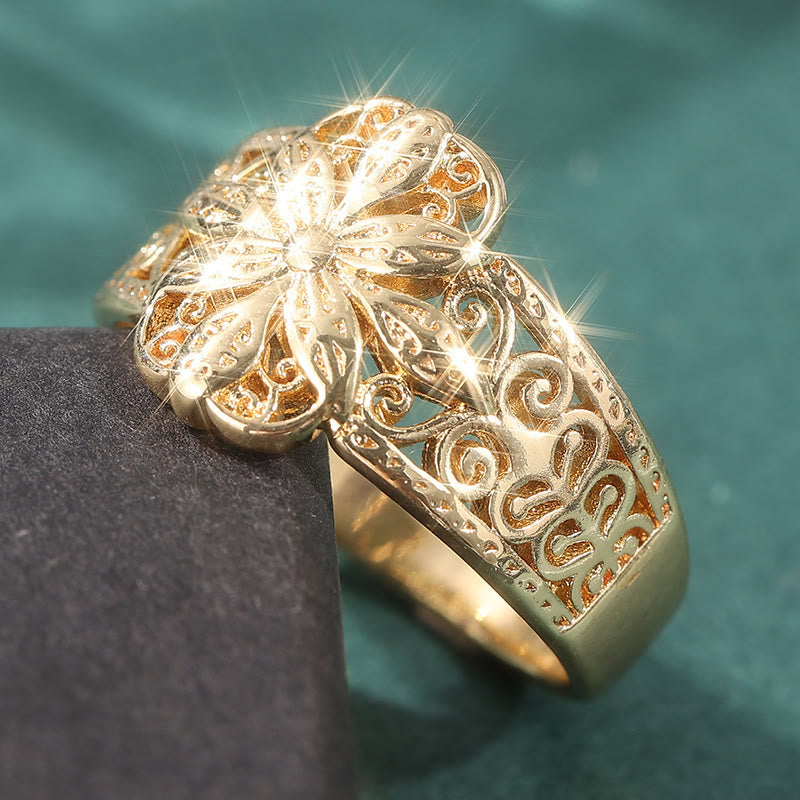 FREE Today: Elegance Harmony & Vitality Hollow Floral Vintage Fashion Copper Ring - image 3
