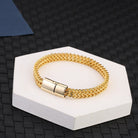 FREE Today: Strength Stability & Connection Woven Square Reversible Stainless Steel Bracelet - Golden - 23CM（5x10mm） - image 7
