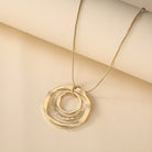 FuAttract Harmony Unity & Elegance Irregular Three Circle Eternal Connection Zinc Alloy Pendant Necklace - Golden - image 0