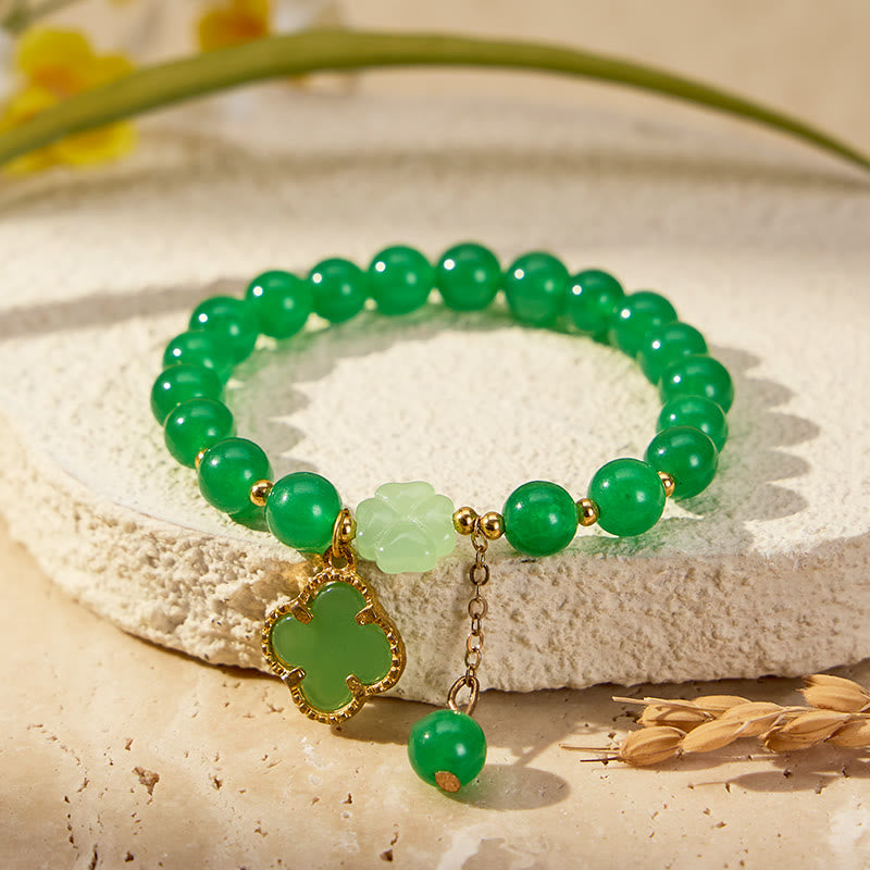 FuAttract Luck Growth & Opportunity Natural Green Aventurine Four-leaf Clover Bracelet - image 1
