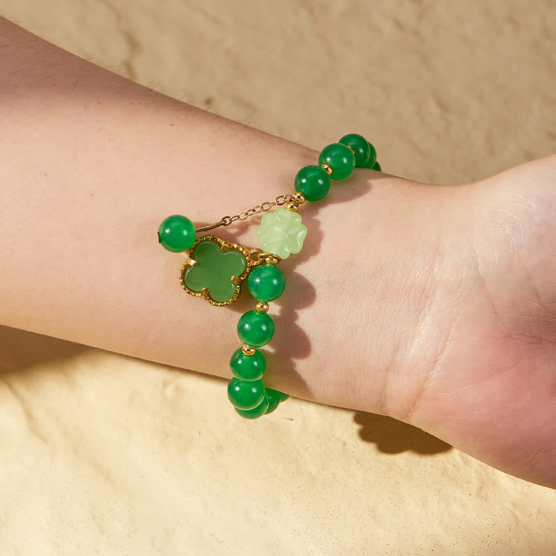 FuAttract Luck Growth & Opportunity Natural Green Aventurine Four-leaf Clover Bracelet - image 3