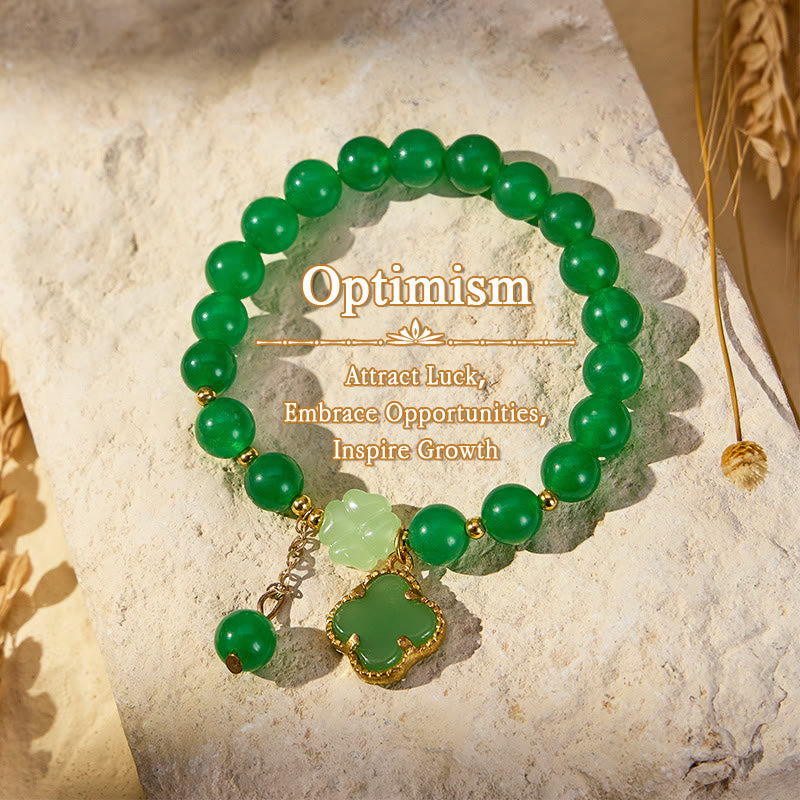 FuAttract Luck Growth & Opportunity Natural Green Aventurine Four-leaf Clover Bracelet - Green Aventurine - image 0