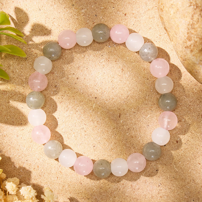 FuAttract Love & Harmony Natural Rose Quartz Colorblock Crystal Beaded Bracelet - image 4