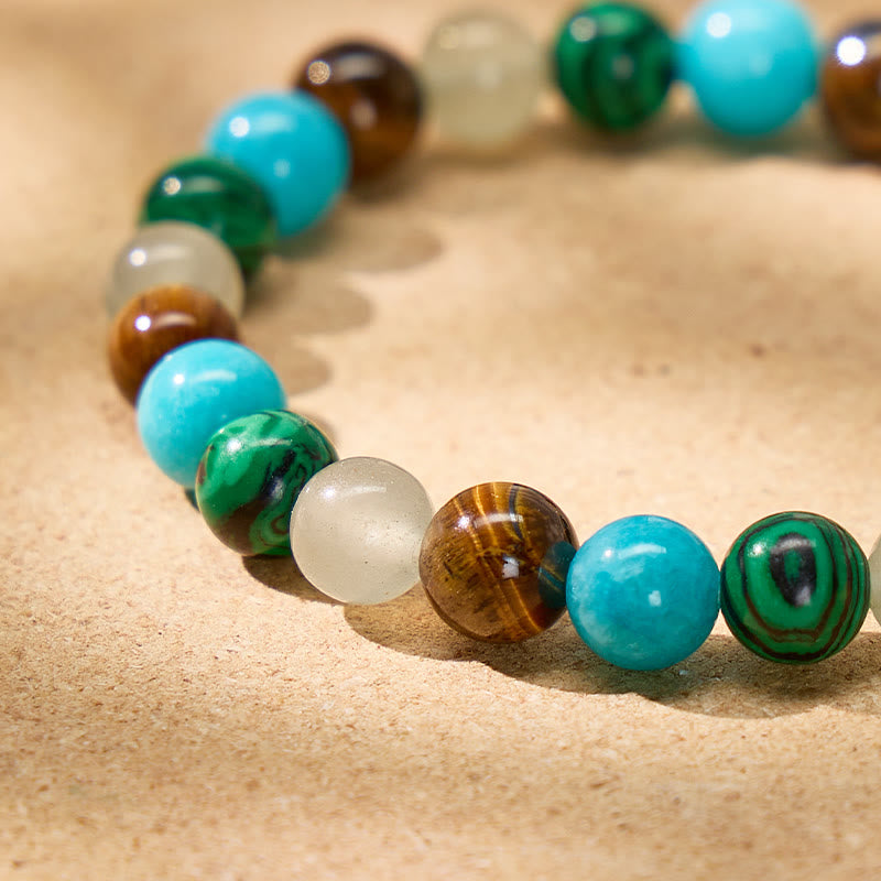 FuAttract Wealth Protection & Confidence Natural Tiger Eye Malachite Colorblock Beaded Bracelet - image 5