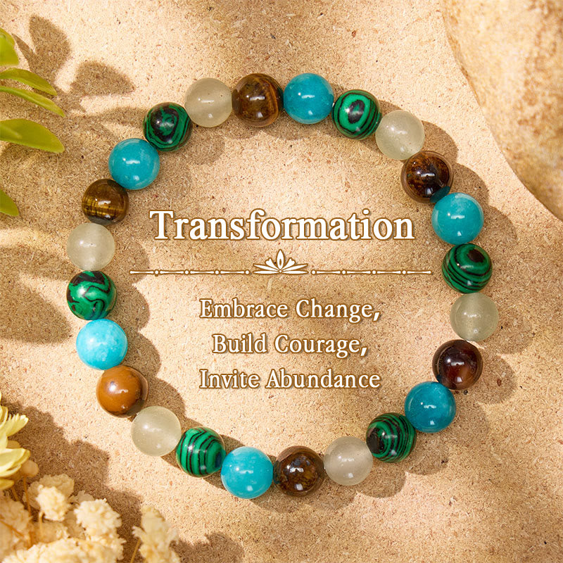FuAttract Wealth Protection & Confidence Natural Tiger Eye Malachite Colorblock Beaded Bracelet - Tiger's Eye & Malachite - image 0