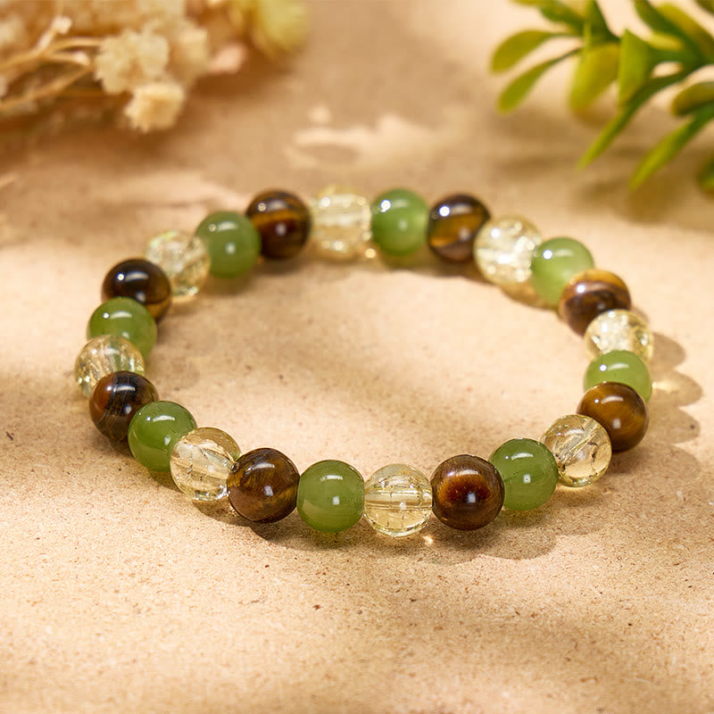 FuAttract Wealth Luck & Confidence Natural Tiger Eye Green Agate Crackle Beaded Bracelet - image 4
