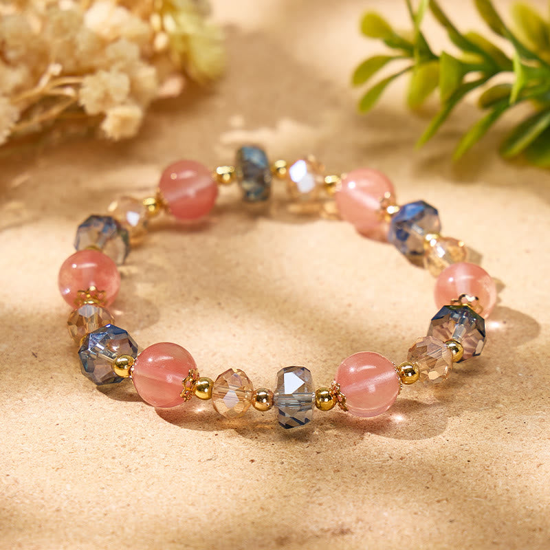 FuAttract Love Luck & Harmony Natural Strawberry Quartz Colorblock Charm Bracelet - image 4
