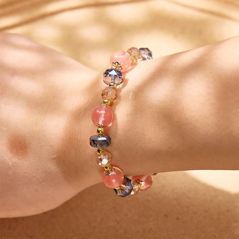 FuAttract Love Luck & Harmony Natural Strawberry Quartz Colorblock Charm Bracelet - image 3