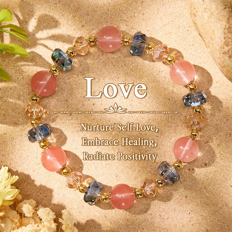 FuAttract Love Luck & Harmony Natural Strawberry Quartz Colorblock Charm Bracelet - Strawberry Quartz - image 0
