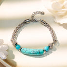 FuAttract Wisdom Luck & Harmony Vintage Turquoise Bridge Charm Stainless Steel Bracelet - image 2