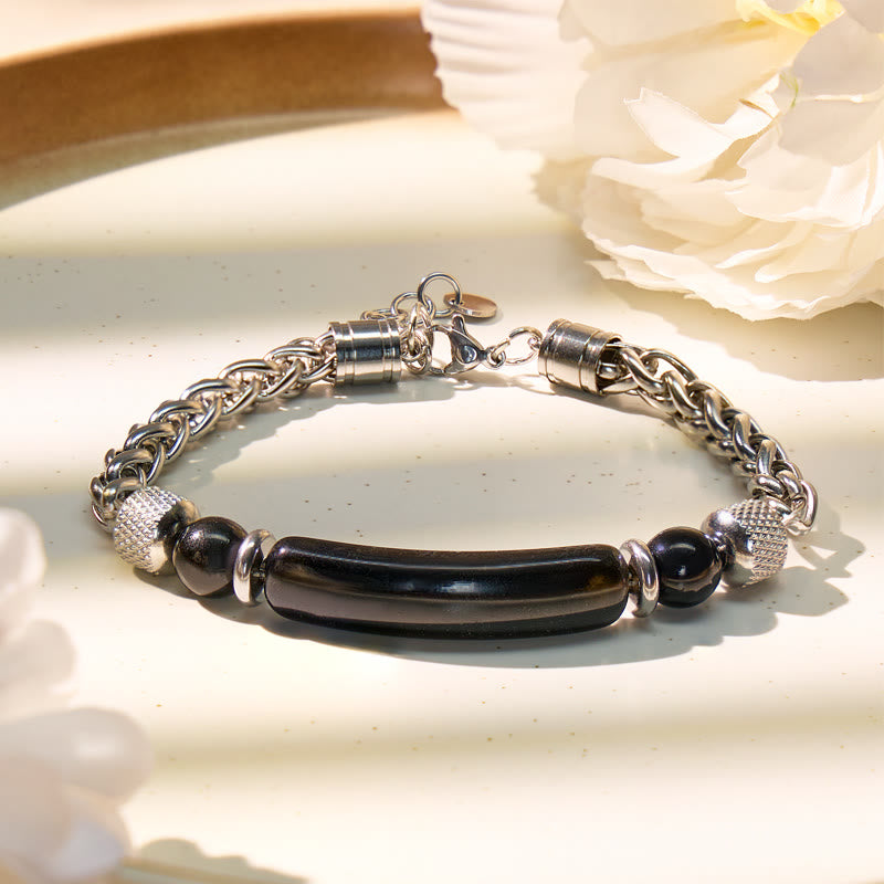 FuAttract Wisdom Luck & Harmony Vintage Turquoise Bridge Charm Stainless Steel Bracelet - Black Onyx - image 10
