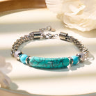 FuAttract Wisdom Luck & Harmony Vintage Turquoise Bridge Charm Stainless Steel Bracelet - Turquoise - image 0