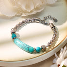 FuAttract Wisdom Luck & Harmony Vintage Turquoise Bridge Charm Stainless Steel Bracelet - image 1