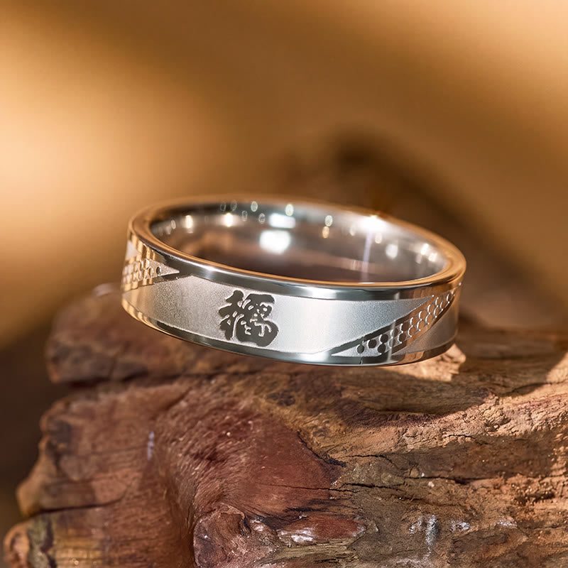 FuAttract Wealth Blessing & Good Fortune Fu Character Titanium Steel Ring - image 11