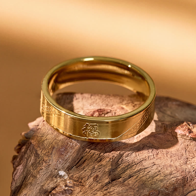 FuAttract Wealth Blessing & Good Fortune Fu Character Titanium Steel Ring - image 5