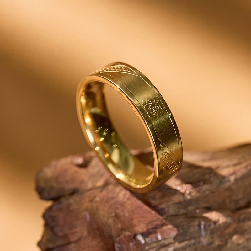 FuAttract Wealth Blessing & Good Fortune Fu Character Titanium Steel Ring - image 2