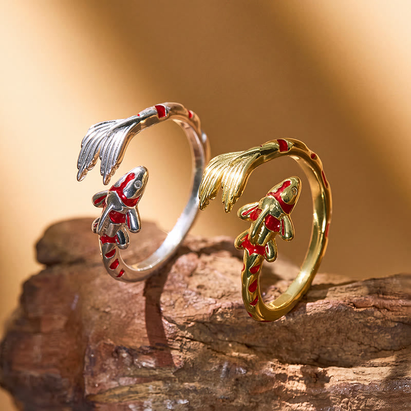 FuAttract Luck Prosperity & Success Red Koi Fish Lucky Open Copper Ring - image 1