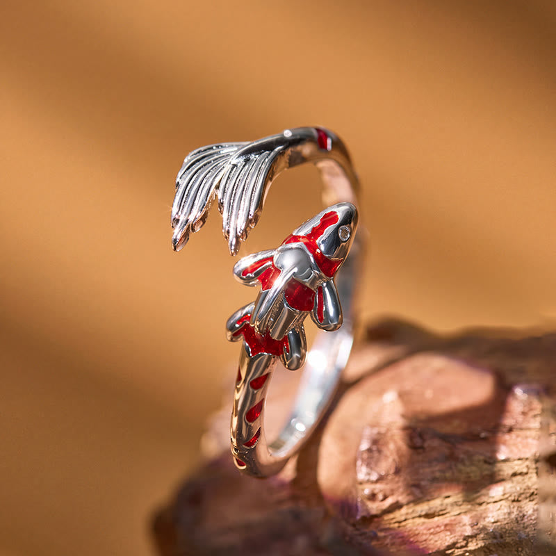 FuAttract Luck Prosperity & Success Red Koi Fish Lucky Open Copper Ring - image 3