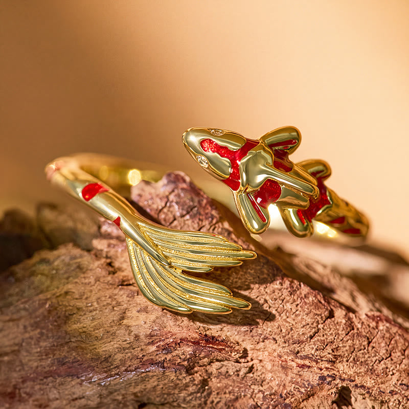 FuAttract Luck Prosperity & Success Red Koi Fish Lucky Open Copper Ring - image 13