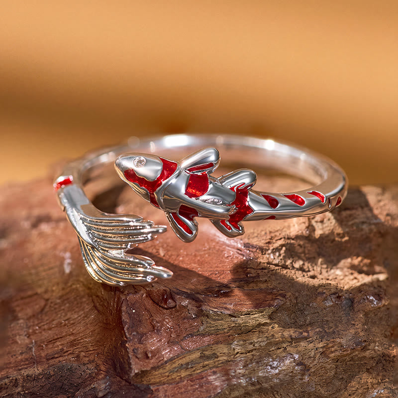 FuAttract Luck Prosperity & Success Red Koi Fish Lucky Open Copper Ring - image 6