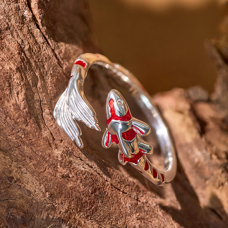 FuAttract Luck Prosperity & Success Red Koi Fish Lucky Open Copper Ring - image 2