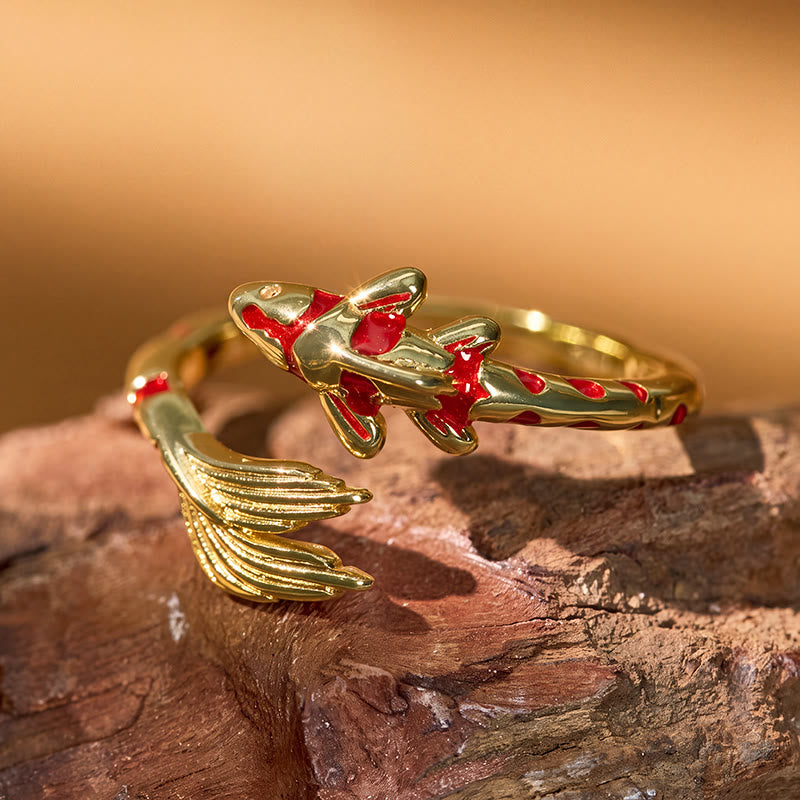FuAttract Luck Prosperity & Success Red Koi Fish Lucky Open Copper Ring - image 12