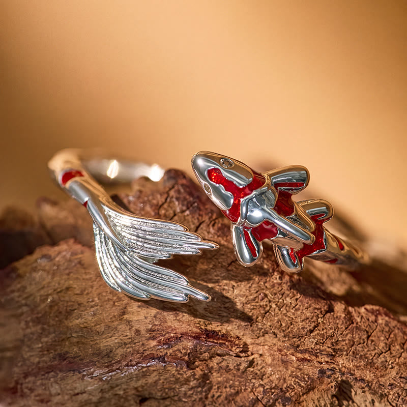 FuAttract Luck Prosperity & Success Red Koi Fish Lucky Open Copper Ring - image 5