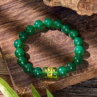 FuAttract Protection Blessing & Good Fortune Om Mani Mantra Lucky Charm Agate Bracelet - Green - 10mm - image 17