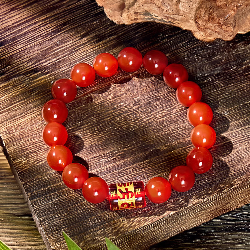 FuAttract Protection Blessing & Good Fortune Om Mani Mantra Lucky Charm Agate Bracelet - Red - 10mm - image 12