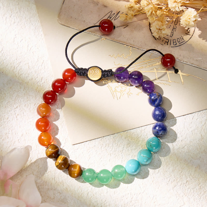 FuAttract Serenity Alignment & Spiritual Harmony Seven Chakra Crystal Adjustable Macrame Bracelet - image 2