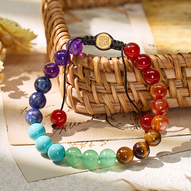 FuAttract Serenity Alignment & Spiritual Harmony Seven Chakra Crystal Adjustable Macrame Bracelet - image 1