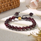 FuAttract Love Confidence & Passion Garnet Adjustable Macrame Bracelet - 8mm - image 0