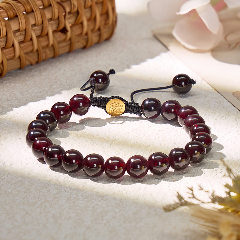 FuAttract Love Confidence & Passion Garnet Adjustable Macrame Bracelet - 8mm - image 0