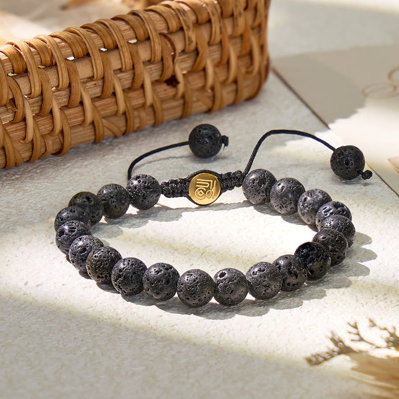 FuAttract Protection Grounding & Stability Lava Stone Adjustable Macrame Bracelet - 8mm - image 0