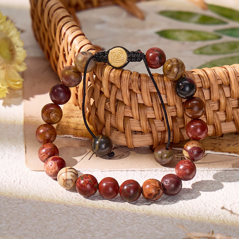FuAttract Stability Grounding & Positive Energy Crazy Lace Agate Adjustable Macrame Bracelet - image 1