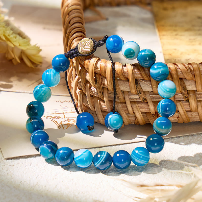 FuAttract Calm Communication & Inner Peace Blue Agate Adjustable Macrame Bracelet - image 1