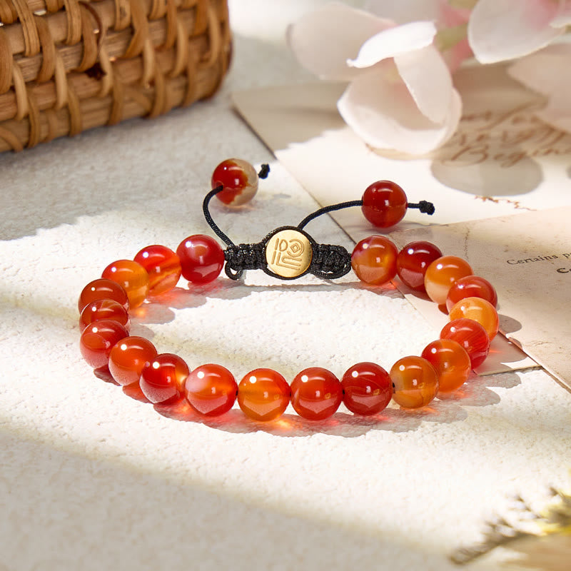 FuAttract Courage Vitality & Passion Red Agate Adjustable Macrame Bracelet - 8mm - image 0