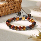 FuAttract Confidence Strength & Protection Tri-Color Tiger's  Eye Adjustable Macrame Bracelet - 8mm - image 0