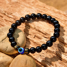 FuAttract Protection Clarity & Inner Strength Evil Eye Six Syllable Om Mani Mantra Black Onyx Bracelet - image 1