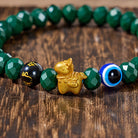 FuAttract Protection Luck & Guardian Energy Golden Horse Evil Eye Om Mani Mantra Green Glaze Faceted Bead Bracelet - image 5