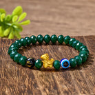 FuAttract Protection Luck & Guardian Energy Golden Horse Evil Eye Om Mani Mantra Green Glaze Faceted Bead Bracelet - image 4