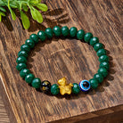 FuAttract Protection Luck & Guardian Energy Golden Horse Evil Eye Om Mani Mantra Green Glaze Faceted Bead Bracelet - 8mm - image 0