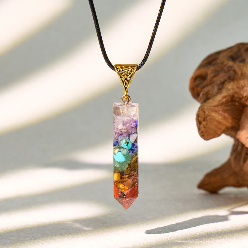 FuAttract Balance Harmony & Serenity Natural Rainbow Crystal Chips Pendant Necklace - Small Hexagonal - image 9