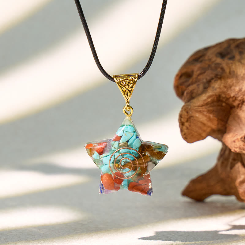 FuAttract Balance Harmony & Serenity Natural Rainbow Crystal Chips Pendant Necklace - Five-Pointed Star - image 10