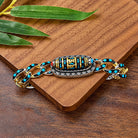 FuAttract Protection Fortune & Prosperity Turquoise Copper Om Mani Mantra Nine Eye Dzi Rotating Bracelet - image 1