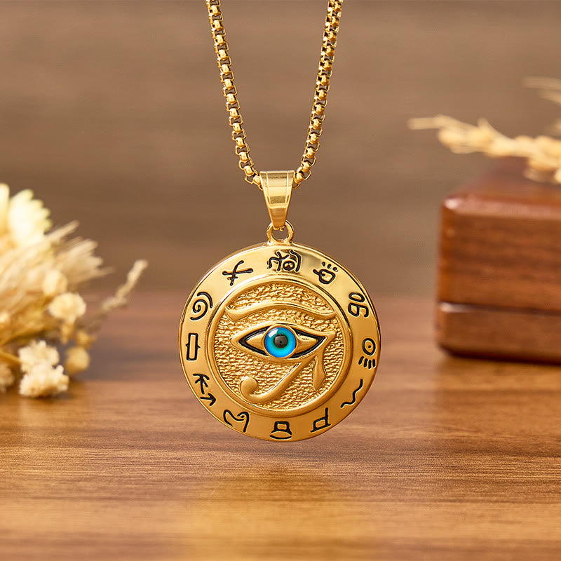 FuAttract Protection Power & Wisdom Ancient Egyptian The Eye of Horus Pendant Stainless Steel Necklace - Gold + Black - image 0