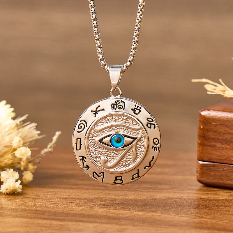 FuAttract Protection Power & Wisdom Ancient Egyptian The Eye of Horus Pendant Stainless Steel Necklace - Sliver + Black - image 4