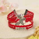 FuAttract Eternal Love & Harmony Vintage Butterfly Infinity Multi Layer Leather Bracelet - Red - image 0